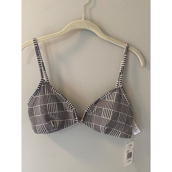 L*Space Printed Helena Bikini Top - Best I Ever Plaid size XL black/white - Picture 2 of 7